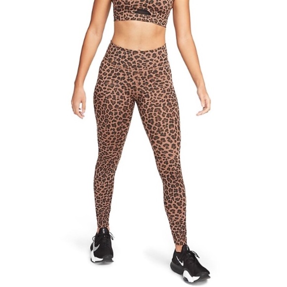 Nike Dri-FIT One Women's Mid-Rise Printed Leggings Leopard - Picture 1 of 16